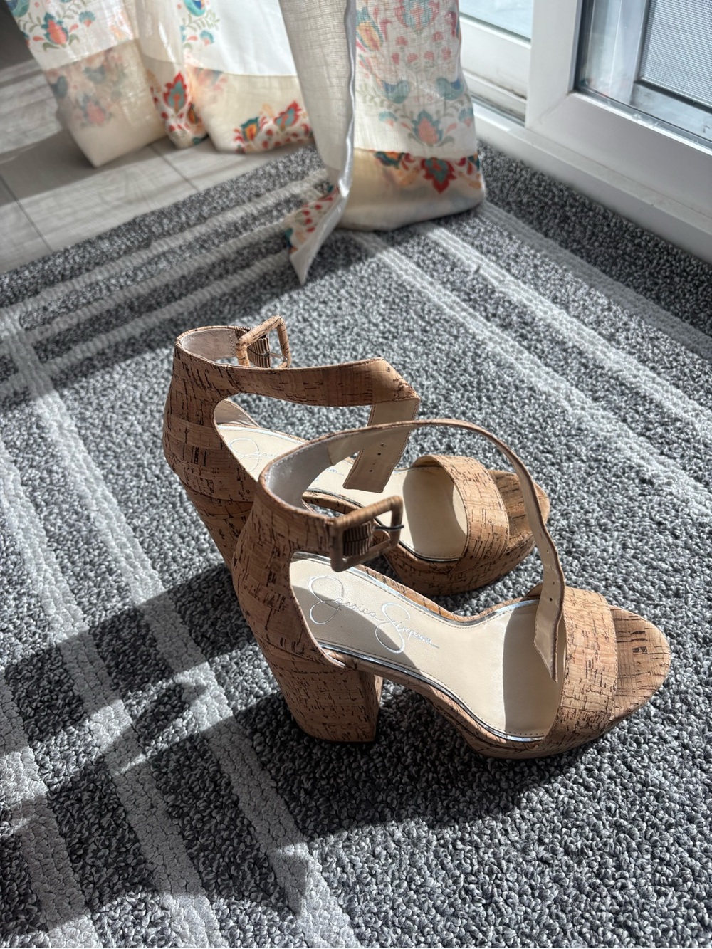 Jessica Simpson Cork Tan Platform Block Heel Sandals